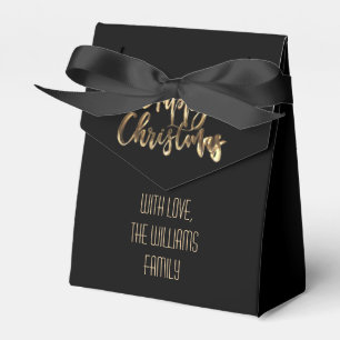 Elegant Black and Gold Look Script Happy Christmas Favour Box