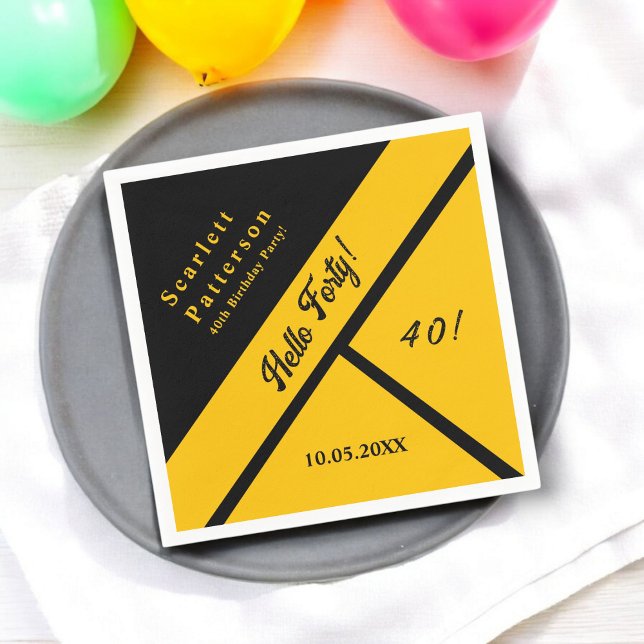 Elegant Black And Gold Luxury Chic 40th Birthday Napkin (Creator Uploaded)