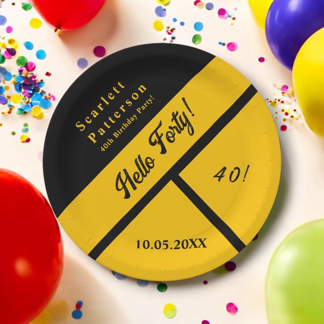 Elegant Black And Gold Luxury Chic 40th Birthday Paper Plate (Creator Uploaded)