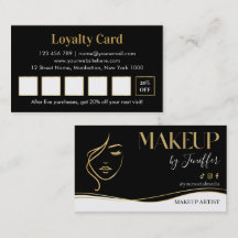 Elegant black and gold makeup artist Loyalty Card
