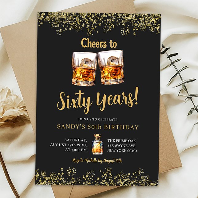 Elegant Black and Gold Man Adult Any Age Birthday Invitation (Creator Uploaded)
