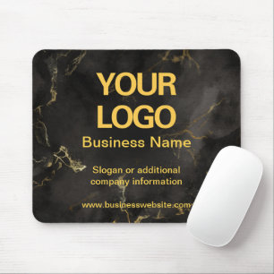 Elegant Black and Gold Marble Business Slogan Mouse Pad