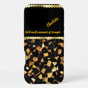 Elegant black and gold marble design iPhone 16 pro max case