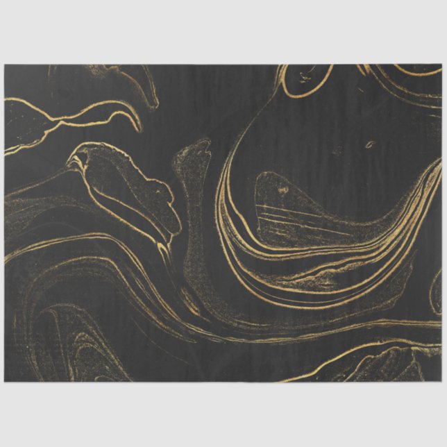 Elegant Black and Gold Marble Tissue Paper (Front)