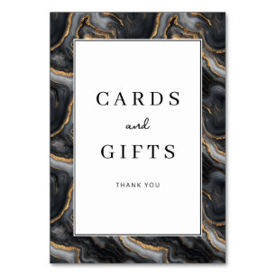 Elegant Black and Gold Marbled Thank You Card