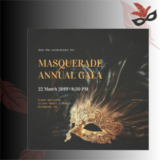 Elegant Black and Gold Masquerade Gala Invitation