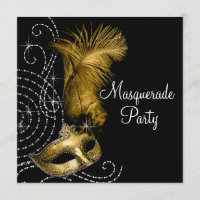 Elegant Black and Gold Masquerade Party