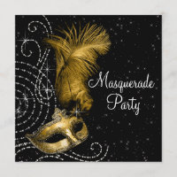 Elegant Black and Gold Masquerade Party