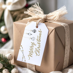 Elegant Black and Gold Merry Christmas Gift Tags