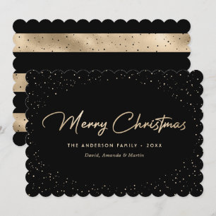 Elegant Black and Gold Modern Merry Christmas Card