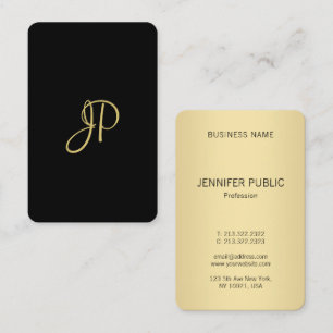 Elegant Black And Gold Modern Monogram Template Business Card