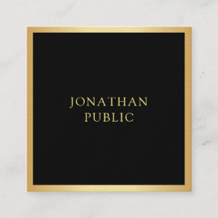 Elegant Black And Gold Modern Template Simple Square Business Card