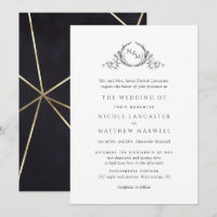 Elegant Black and Gold Monogram Formal Wedding