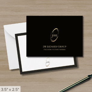 Elegant Black and Gold Monogram Initials Logo Card