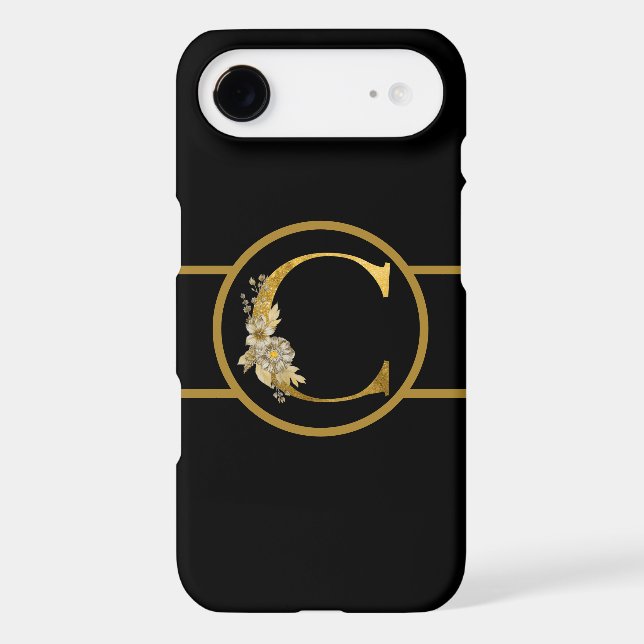 Elegant Black and Gold Monogram Letter "C" (Back)