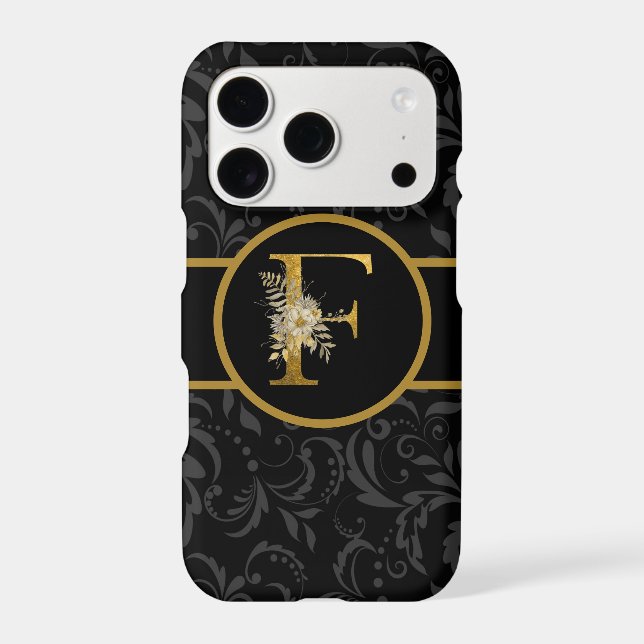 Elegant Black and Gold Monogram Letter "F" (Back)