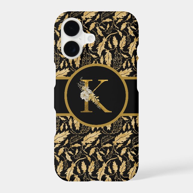 Elegant Black and Gold Monogram Letter "K" (Back)