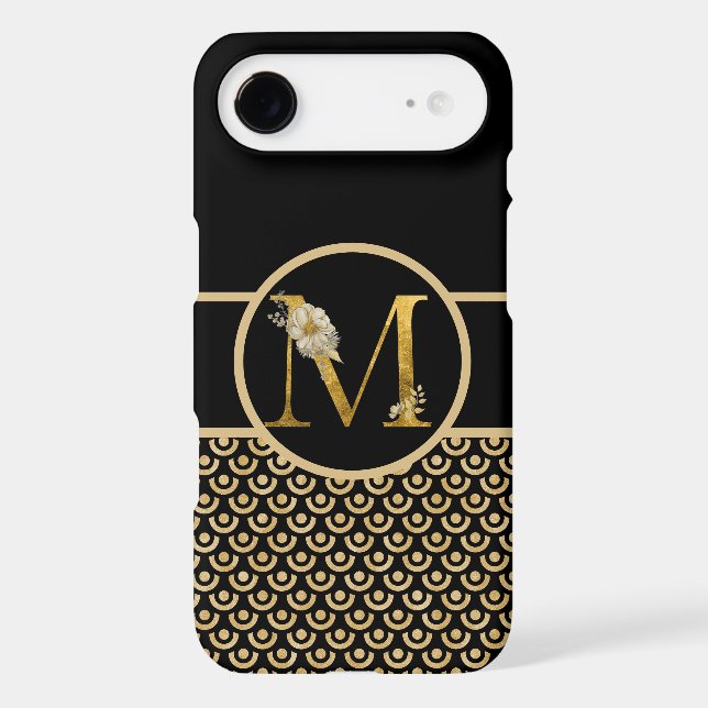 Elegant Black and Gold Monogram Letter "M" (Back)