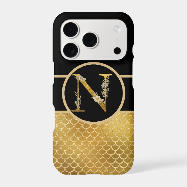 Elegant Black and Gold Monogram Letter "N" (Back)