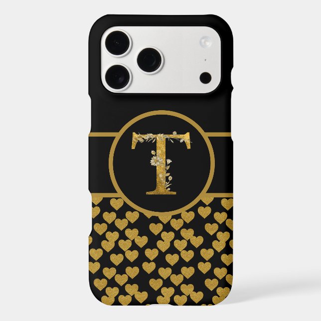Elegant Black and Gold Monogram Letter "T" (Back)