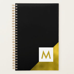Elegant Black and Gold Monogram Planner