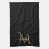 Elegant Black and Gold Monogram Script Name    Kit