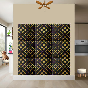 Elegant Black and Gold Moroccan Trellis Pattern Tile