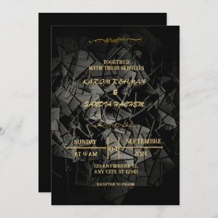 Elegant Black and gold Muslim Wedding Invitation