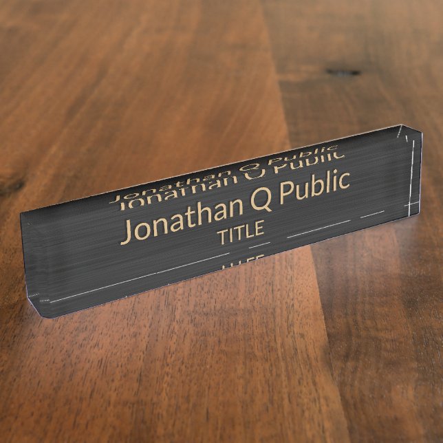 Elegant Black and Gold Nameplate (Side)