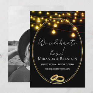 Elegant black and gold ochre, confetti invitation