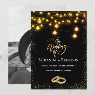 Elegant black and gold ochre, confetti invitation