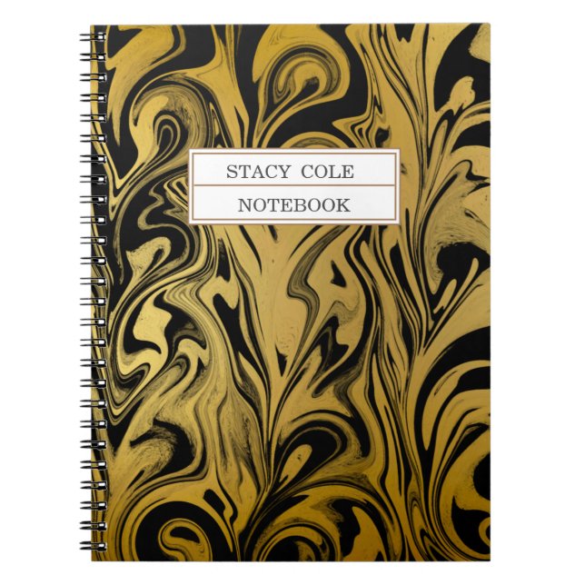Elegant Black and Gold Paint Name Personalised  Notebook (Front)
