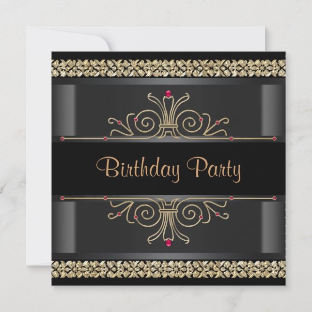 Elegant Black and Gold Party Invitation (Front)