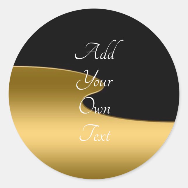 Elegant Black and Gold Pattern Classic Round Sticker (Front)