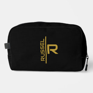 Elegant Black and Gold Personalised Groomsmen Dopp Kit
