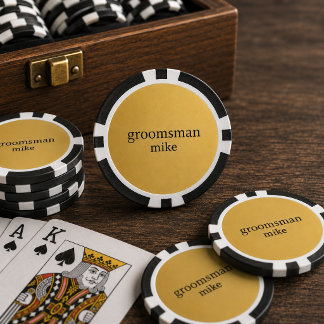 Elegant Black and Gold Personalised Groomsmen Poker Chips