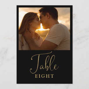 Elegant Black And Gold Photo Table Number