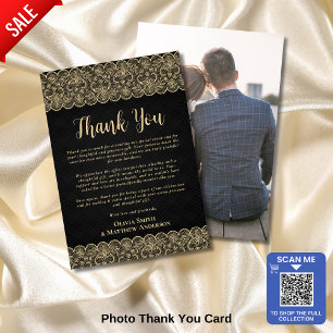 Elegant Black and Gold Photo Thank You Card