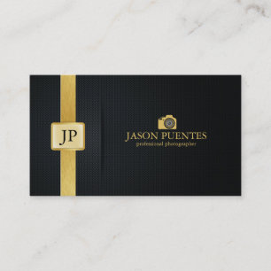 Elegant Black and Gold Professional Photographer Business Card