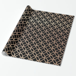 Elegant Black and Gold Quatrefoil Design Wrapping Paper
