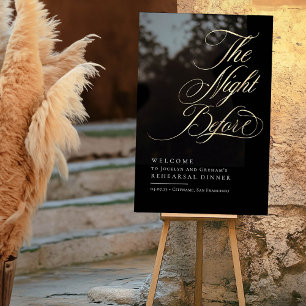 Elegant Black and Gold Rehearsal Dinner Welcome Acrylic Sign