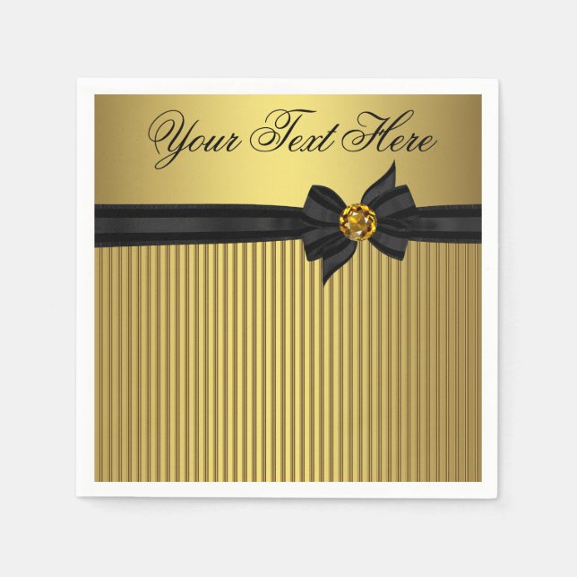 Elegant Black and Gold Retirement Napkin (Front)