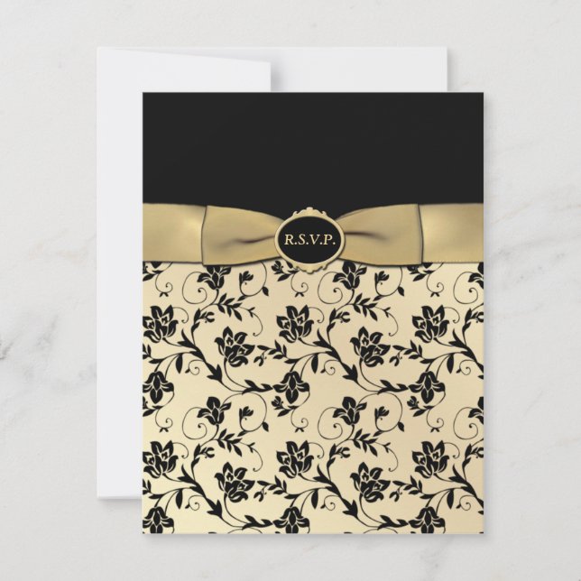 Elegant Black and Gold RSVP Card (Front)