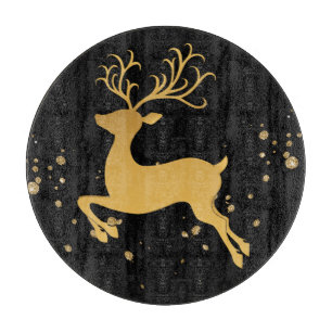 Elegant Black and Gold Rudolph  Cutting Board