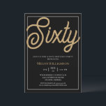 Elegant Black and Gold Script 60th Birthday Invitation<br><div class="desc">Elegant Black and Gold Script 60th Birthday Invitation
Your guests will know that this will be a special party by just looking at this invitation!</div>