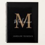 Elegant Black and Gold Script Simple Monogram Planner<br><div class="desc">Elegant Black and Gold Script Simple Monogram Planner</div>