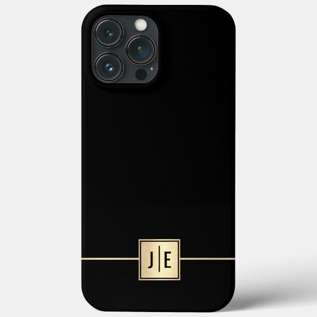 Elegant Black and Gold Shiny Professional Monogram Case-Mate iPhone Case (Back)