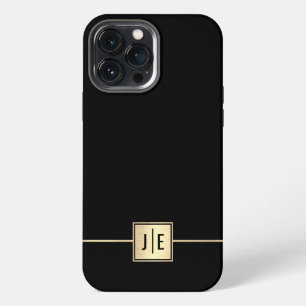Elegant Black and Gold Shiny Professional Monogram iPhone 13 Pro Max Case