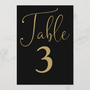 Elegant Black And Gold Simple Large Table Number