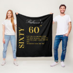 Elegant Black and Gold Sixty 60th Birthday Wishes  Fleece Blanket<br><div class="desc">Elegant Black and Gold Sixty 60th Birthday Wishes Fleece Blanket</div>